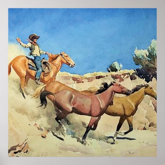 “Saddle Stock” Western Art van Maynard Dixon Poster (Voorkant)