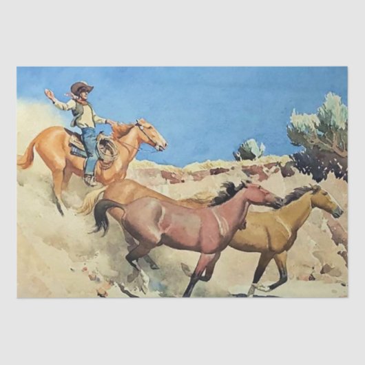 “Saddle Stock” Western Art van Maynard Dixon Tissuepapier (Voorkant)