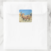 “Saddle Stock” Western Art van Maynard Dixon Vierkante Sticker (Tas)
