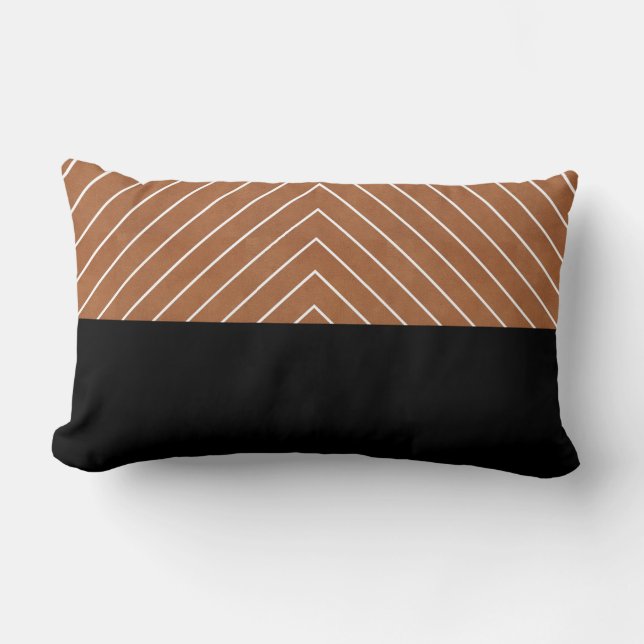 Saddle Tan Black White Squares Kussen (Voorkant)