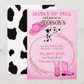 Saddle Up 1e Verjaardag Roze Cowgirl Laarzen Pet Kaart (Voorkant / Achterkant)