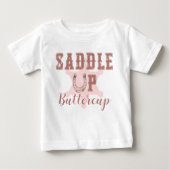 Saddle Up Buttercup Roze Western Verjaardag T-shir (Voorkant)