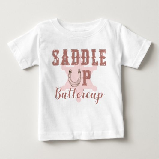 Saddle Up Buttercup Roze Westerne Verjaardag T-shi (Voorkant)
