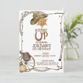 SADDLE UP, COWBOY PARTY, BOY BIRTHDAY, WESTERN AANKONDIGING (Staand voorkant)