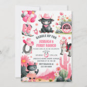 Saddle Up Cowgirl Eerste Rodeo Westerne Verjaardag Kaart (Voorkant)