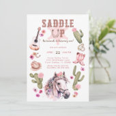 Saddle Up Cowgirl Horse 1e verjaardagsfeestje Kaart (Staand voorkant)