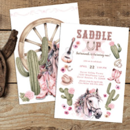 Saddle Up Cowgirl Horse 1e verjaardagsfeestje Kaart