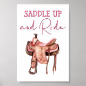 Saddle Up Cowgirl Poster Kids Western Room Decor (Voorkant)