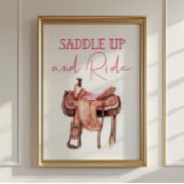 Saddle Up Cowgirl Poster Kids Western Room Decor