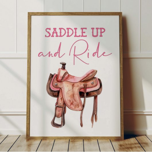 Saddle Up Cowgirl Poster Kids Western Room Decor