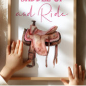 Saddle Up Cowgirl Poster Kids Western Room Decor
