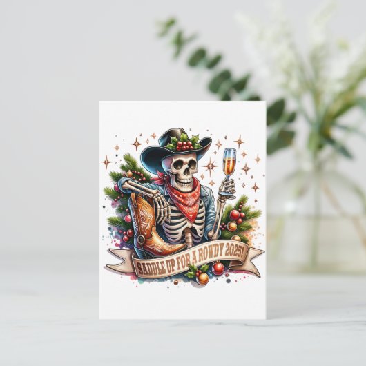 Saddle Up For A Rowdy 2025 Briefkaart (Staand voorkant)