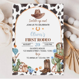 Saddle Up Highland Cowboy 1e verjaardag uitnodigin Kaart