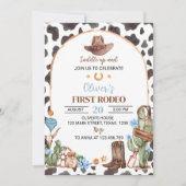 Saddle Up Highland Cowboy 1e verjaardag uitnodigin Kaart (Voorkant)