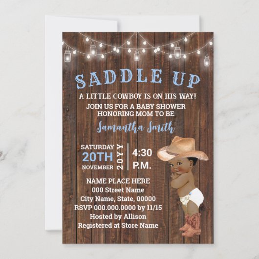 Saddle Up Little Cowboy op zijn manier AA Baby sho Kaart (Voorkant)