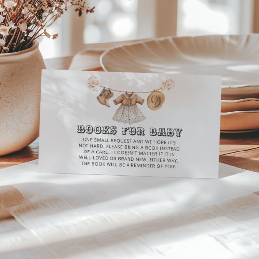 Saddle Up Little Cowgirl Baby shower Boek Aanvraag Informatiekaartje