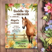 Saddle Up  Paard en Bloemen Verjaardag Kaart