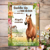 Saddle Up  Paard en Bloemen Verjaardag Kaart