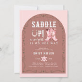 Saddle Up Pink Cowgirl Baby shower Uitnodigen Kaart (Voorkant)