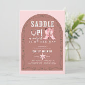 Saddle Up Pink Cowgirl Baby shower Uitnodigen Kaart (Staand voorkant)