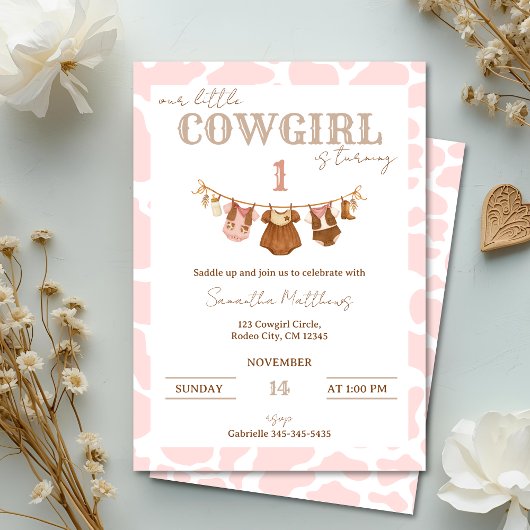 Saddle Up Pink Cowgirl Western Birthday Kaart