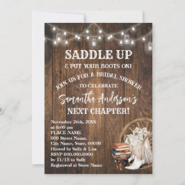 Saddle Up Put Your Boots & Books Bridal Shower Kaart