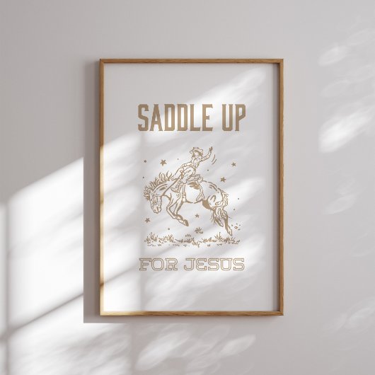 Saddle Up voor Jesus Western Cowgirl Christelijk Poster