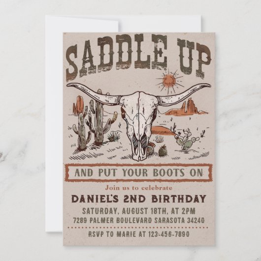  Saddle Up Western Cowboy Verjaardagsfeestje Kaart (Voorkant)