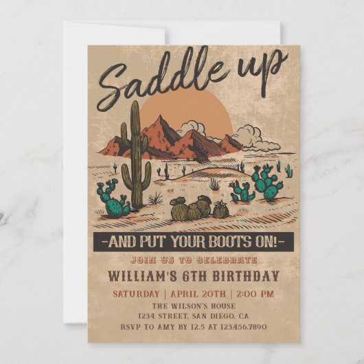  Saddle Up Western Cowboy Verjaardagsfeestje Kaart (Voorkant)