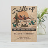  Saddle Up Western Cowboy Verjaardagsfeestje Kaart (Staand voorkant)