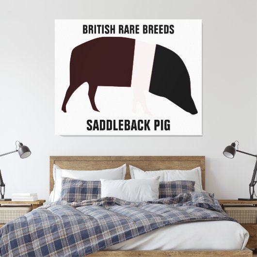 Saddleback Pig Canvas Afdrukken (Insitu (Slaapkamer))