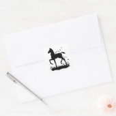 Saddlebred veulen silhouet vlinders vierkante sticker (Envelop)
