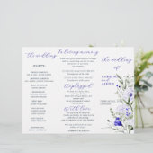 Sade of Royal Blue Ivory Floral Wedding Program (Staand voorkant)
