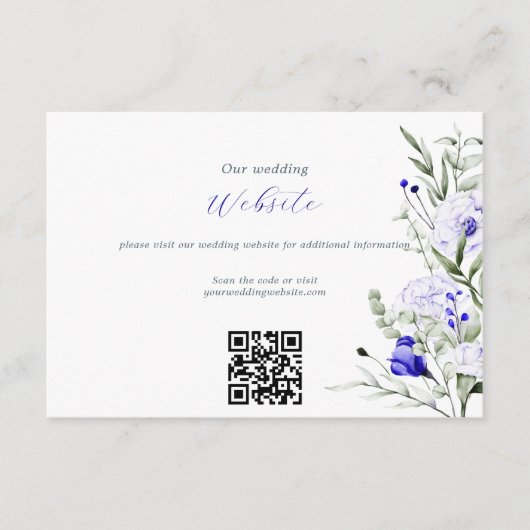 Sade of Royal Blue Ivory Wedding Website QR Code Informatiekaartje (Voorkant)