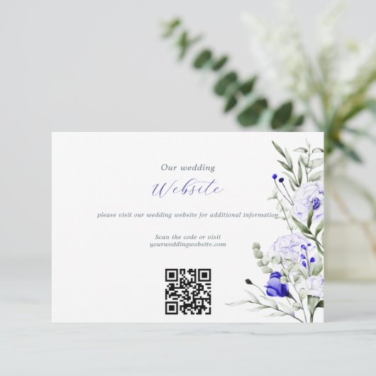 Sade of Royal Blue Ivory Wedding Website QR Code Informatiekaartje (Staand voorkant)