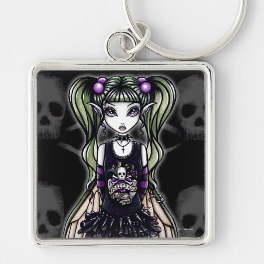 "Sadie" Gothic Skull Fly Fairy Sleutelhanger (Voorkant)