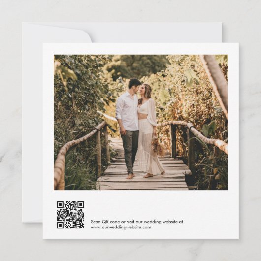 SADIE Minimal Square Wedding Invite Photo, QR-code Kaart (Achterkant)