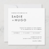 SADIE Minimal Square Wedding Invite Photo, QR-code Kaart (Voorkant)