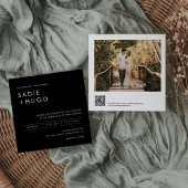SADIE Minimal Square Wedding Invite Photo, QR-code Kaart