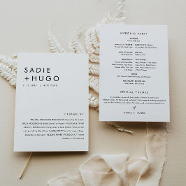 SADIE Modern Minimal Wedding Program 5x7 Flat Kaar Kaart