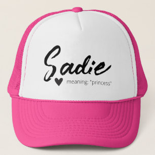 Sadie Name openbaart Betekenis van minimale modern Trucker Pet