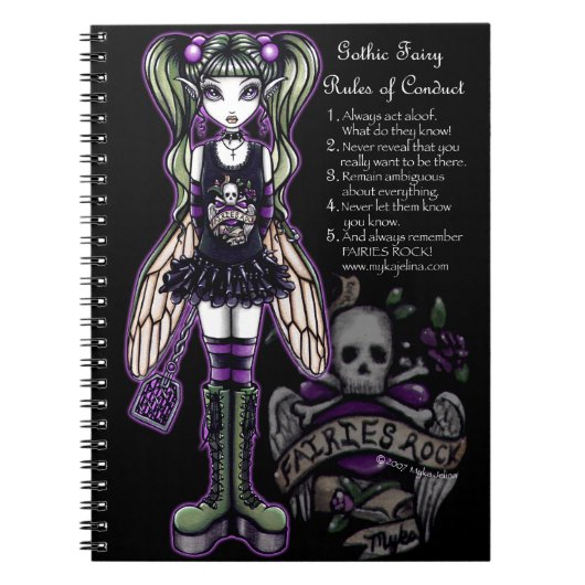Sadie Rules Gothic Fly Fairy Skull-laptop Notitieboek (Voorkant)