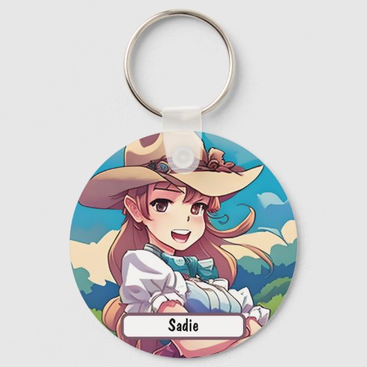 Sadie The Cowgirl, met de maatnaaktnoot. Button Sl Sleutelhanger (Voorkant)