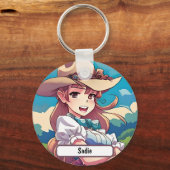 Sadie The Cowgirl, met de maatnaaktnoot. Button Sl Sleutelhanger (Voorkant)