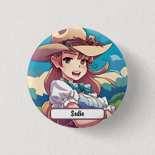 Sadie The Cowgirl, met de maatnaaktnoot. Ronde Button 3,2 Cm
