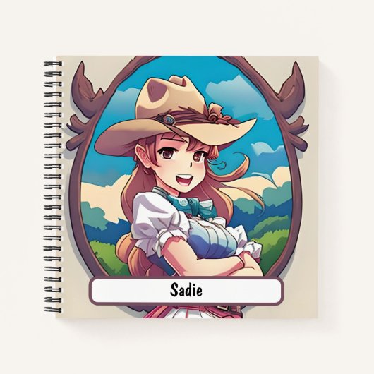 Sadie the Cowgirl Notitieboek met aangepaste naald (Voorkant)