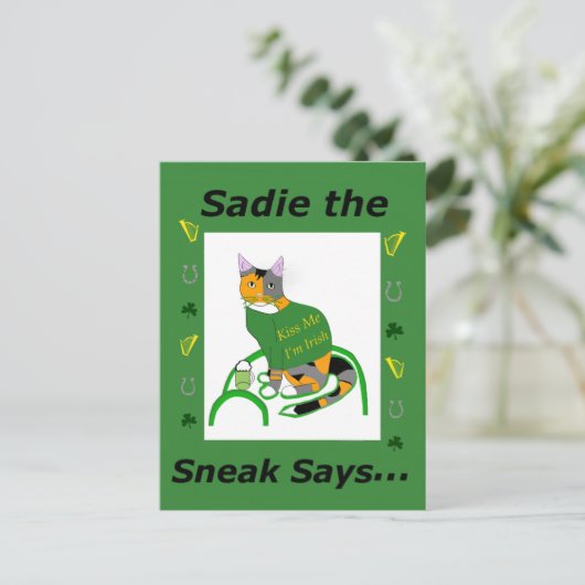 Sadie the Sneak St. Patrick's Day Briefkaart (Staand voorkant)