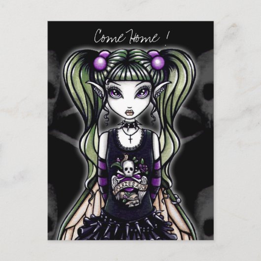 Sadie's "Kom naar huis! "Gothic Fairy Briefkaart (Voorkant)
