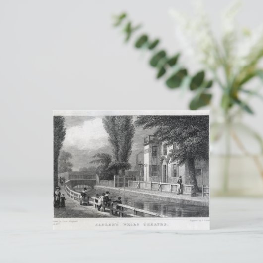 Sadlers Wells Theater, gegraveerd door J. Garner Briefkaart (Staand voorkant)