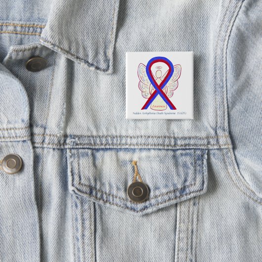 SADS Awareness Ribbon Angel Custom Button Pins (In situ)